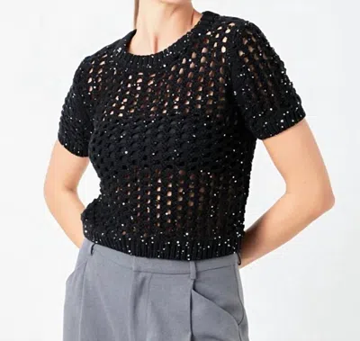 Endless Rose Sequins Knit Top In Black