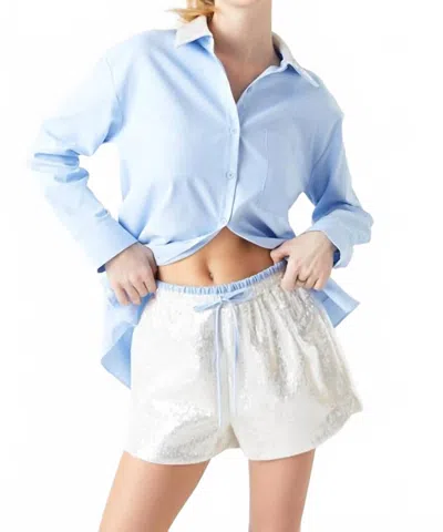 Endless Rose Sequins Mini Shorts In Light Blue Silver