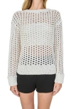 Endless Rose Sequins Open Stitch Sweater In White
