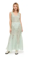 Endless Rose Sequins Overlay Chiffon Maxi Dress Sage In Sage