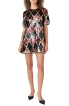 Endless Rose Sequins Shift Minidress In Burgundy Multi