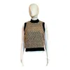 Endless Rose Sequins Mock Neck Tweed Sweater Vest In Beige