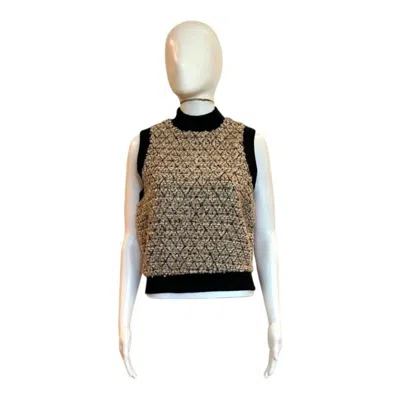 ENDLESS ROSE SEQUINS TWEED VEST IN BEIGE