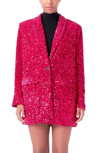 Endless Rose Sequins Velvet Blazer In Pink