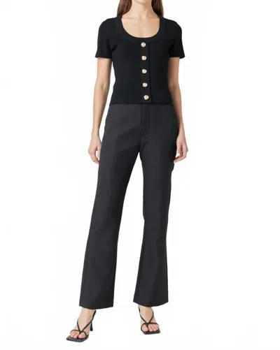 Endless Rose Shank Button Knit Top In Black