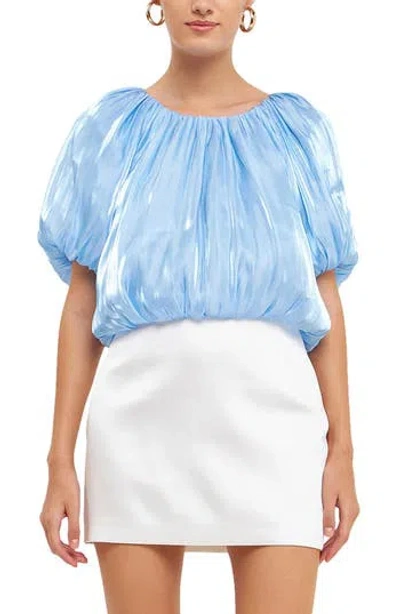 Endless Rose Sheen Effect Blouson Top In Ocean Blue