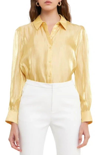 Endless Rose Sheer Satin Shirt In Creamy Yellow