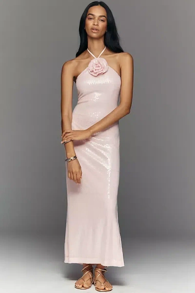 Endless Rose Shimmer Halter Maxi Dress In Pink
