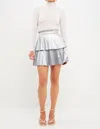 Endless Rose Shiny Pu Pleated Mini Skirt In Silver