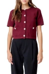 Endless Rose Short Sleeve Cardigan In Burgundy