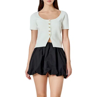 Endless Rose Short Sleeve Crop Cardigan In White