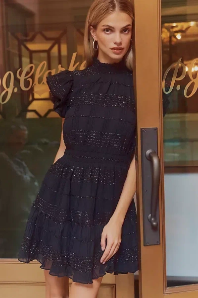 Endless Rose Short-sleeve Mock-neck Belted Mini Dress In Multi