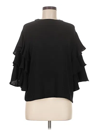 Pre-owned Endless Rose Short Sleeve Top Black Ruffles Neckline Tops