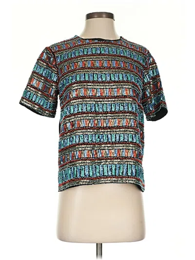 Pre-owned Endless Rose Short Sleeve Top Teal Mock Neckline Tops