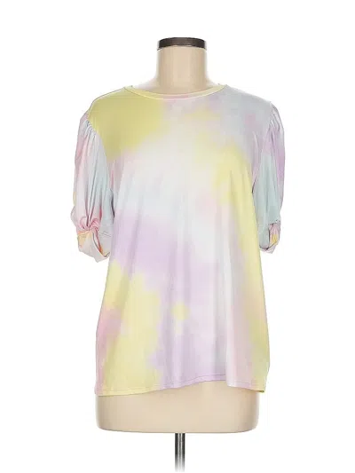 Pre-owned Endless Rose Short Sleeve Top Yellow Tie-dye Pattern Boatneck Tops