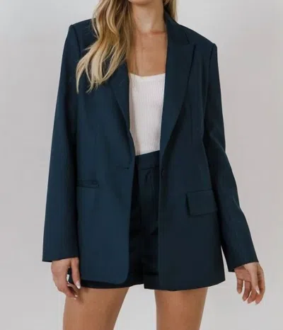 Endless Rose Single Breasted Blazer In Emerald In Blue