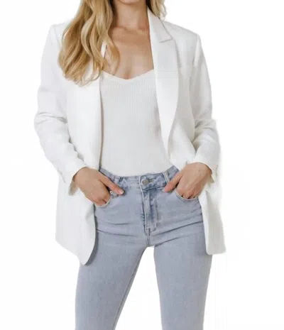 Endless Rose Single Breasted Long Sleeve Blazer In White
