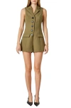 Endless Rose Single Breasted Vest Romper In Green