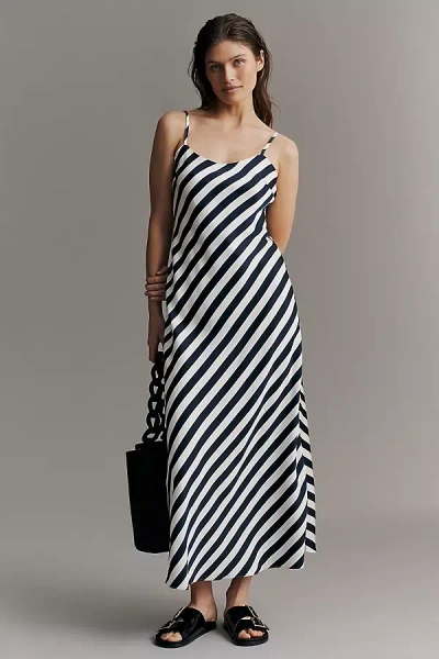 Endless Rose Sleeveless Bias Satin Maxi Dress In Blue