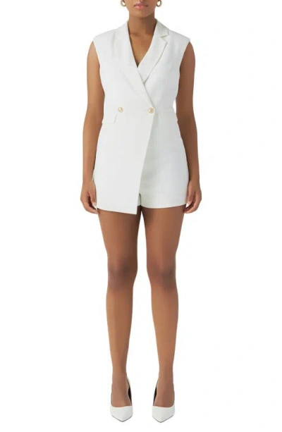 Endless Rose Sleeveless Blazer Romper In White