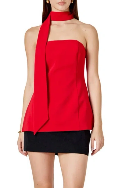 Endless Rose Sleeveless Choker Tie Top In Red