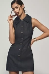 Endless Rose Sleeveless Collared Denim Mini Dress In Blue