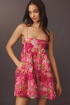 Endless Rose Sleeveless Floral Jacquard Mini Dress In Pink