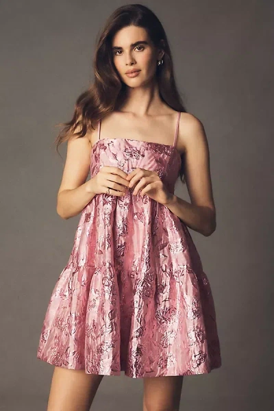 Endless Rose Sleeveless Floral Jacquard Mini Dress In Pink
