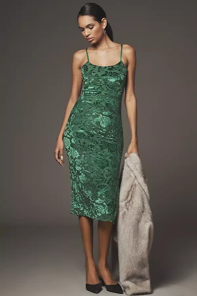 Endless Rose Sleeveless Floral Slim Midi Dress In Green