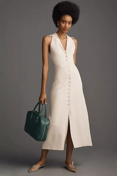 Endless Rose Sleeveless Halter Button-front Midi Dress