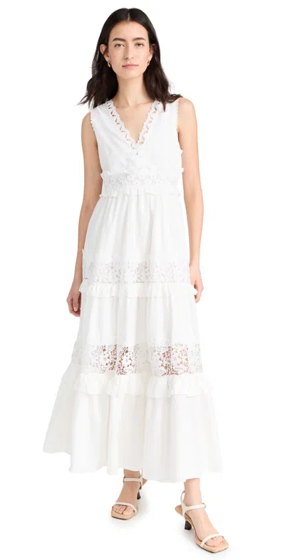 Endless Rose Sleeveless Lace Mixed Long Dress White