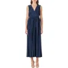 Endless Rose Sleeveless Micropleat Maxi Dress In Navy