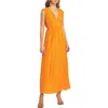 Endless Rose Sleeveless Micropleat Maxi Dress In Orange