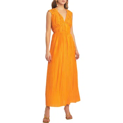 Endless Rose Sleeveless Micropleat Maxi Dress In Orange
