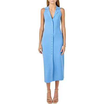 Endless Rose Sleeveless Midi Sweater Dress In Blue