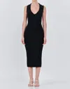Endless Rose Sleeveless Rib Midi Dress In Black In Black