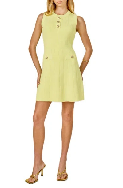 Endless Rose Sleeveless Rib Sweater Dress In Yellow