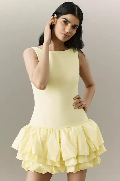 Endless Rose Sleeveless Ruffled Drop-waist Mini Dress In Yellow