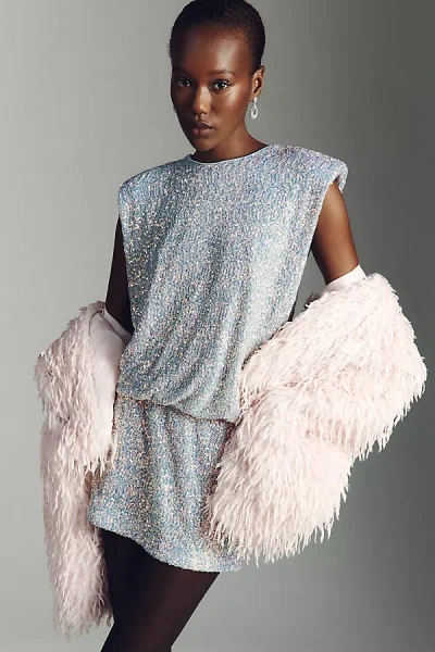 Endless Rose Sleeveless Sequin Mini Dress In Blue