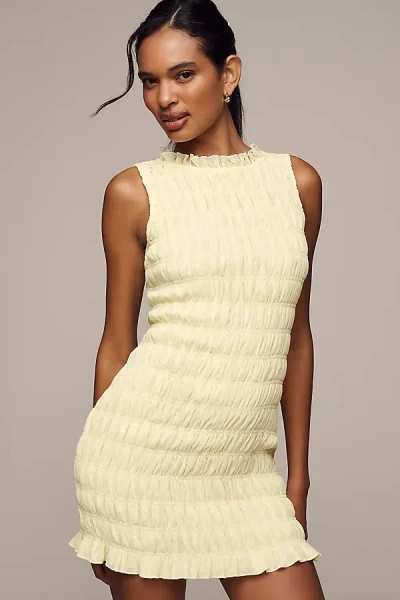 Endless Rose Sleeveless Smocked Mini Dress In Yellow