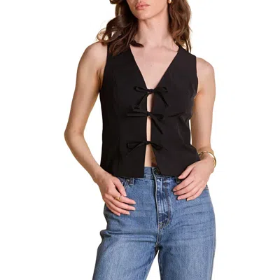 Endless Rose Sleeveless Tie Front Top In Black