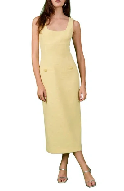Endless Rose Sleeveless Tweed Midi Dress In Butter