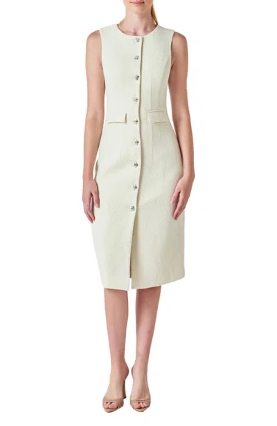Endless Rose Sleeveless Tweed Midi Dress In Green