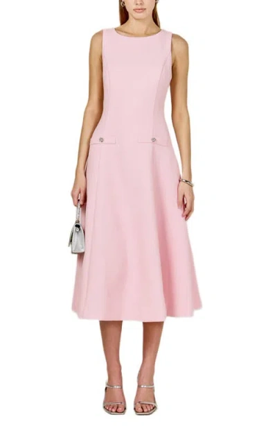 Endless Rose Sleeveless Tweed Midi Dress In Pink