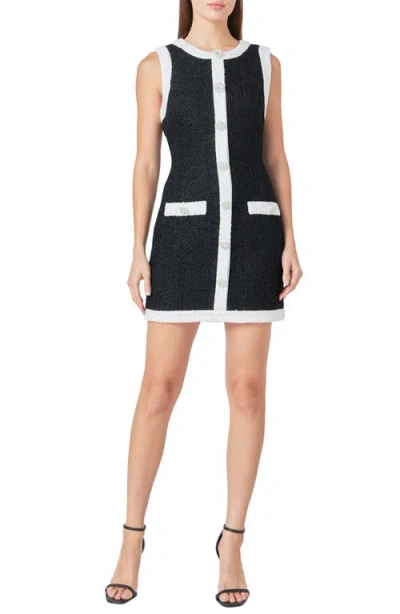 Endless Rose Sleeveless Tweed Minidress In Black/white