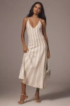 Endless Rose Sleeveless V-neck Lurex Midi Dress In Neutral