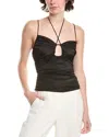 Endless Rose Ruched Keyhole Cutout Camisole In Black