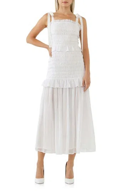 Endless Rose Smocked Drop Waist Maxi Dress In Purple