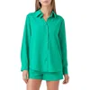Endless Rose Solid Button-up Shirt In Green