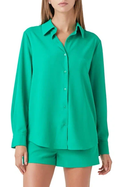 Endless Rose Solid Button-up Shirt In Green